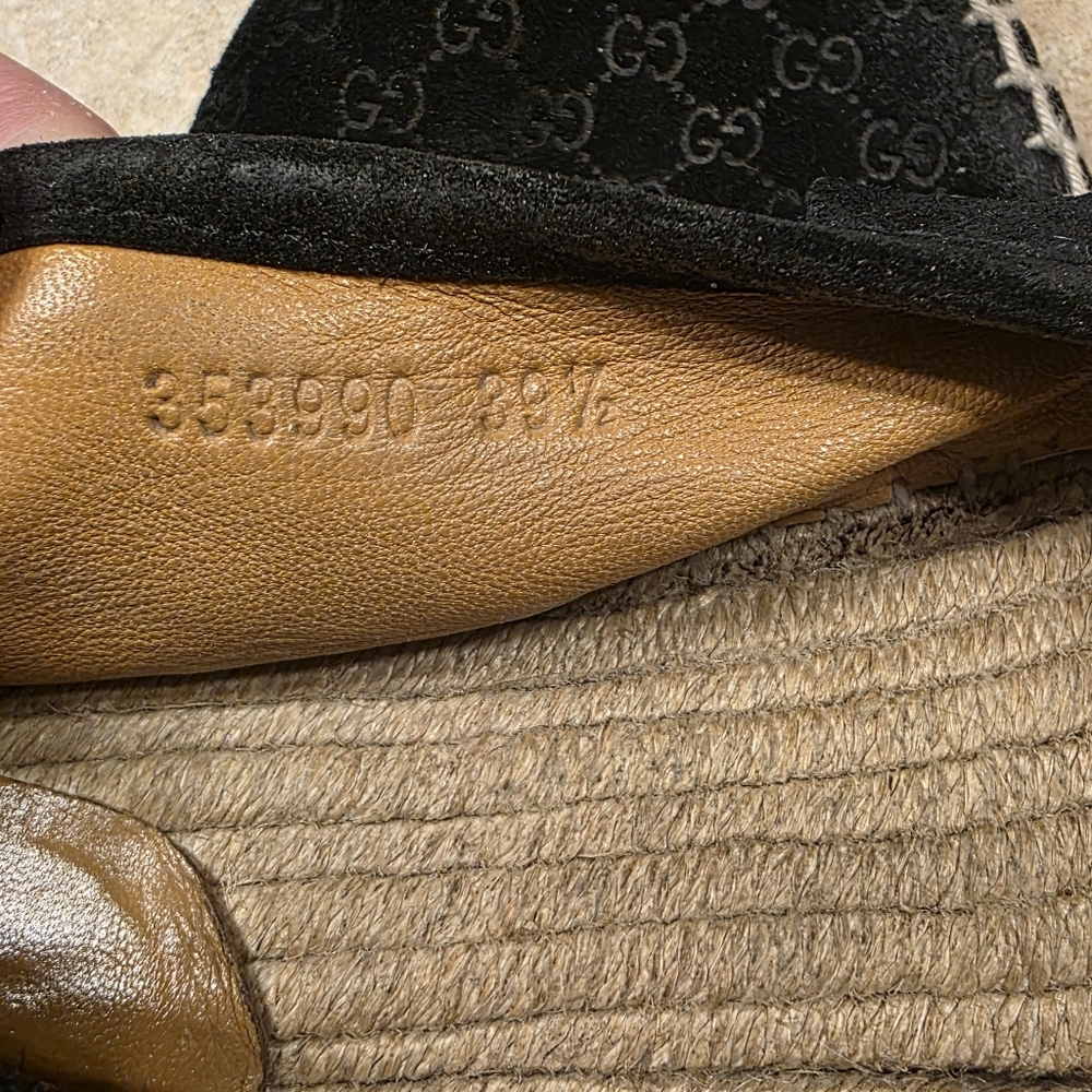 Gucci Monogram Espadrilles Flats Black GG Suede Microguccissima Size EU 39.5 - Picture 10 of 11